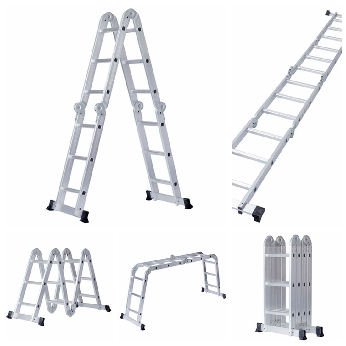 EN131 Aluminum 12 Step Multi Purpose Folding Ladder Scaffold Platform