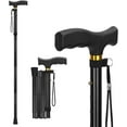 thumbnail image 1 of SupreGear Folding Cane for Men & Women, Lightweight Adjustable Walking Stick with T-Handle & Wrist Strap, Black, 1 of 6