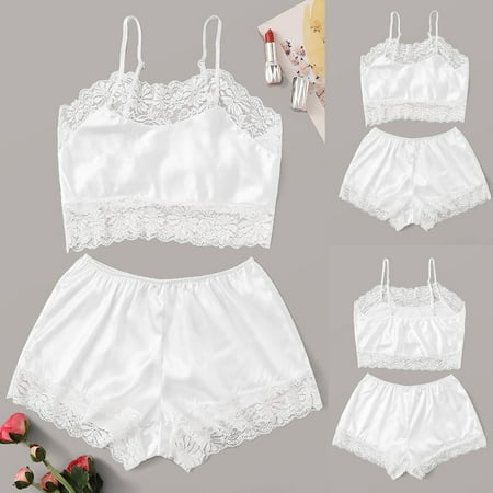 

SELONE Womens Lingerie Set Pajama Sets for Women Soft Corset 2 Piece Set Lingerie Free Wire Racy Sleepwear Underwear Tops+Briefs Nightgowns for Valentines Day Anniversary Wedding Honeymoon White XXL