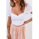 thumbnail image 4 of ABPHQTO Top corto con mangas abullonadas de ganchillo de encaje blanco para mujer, 4 of 5