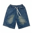 thumbnail image 3 of HappyYEE Men’s Jean Shorts, Loose Vintage Washed Denim Shorts Elastic Waist Casual Summer Jean Bottoms with Pockets XS, 3 of 5