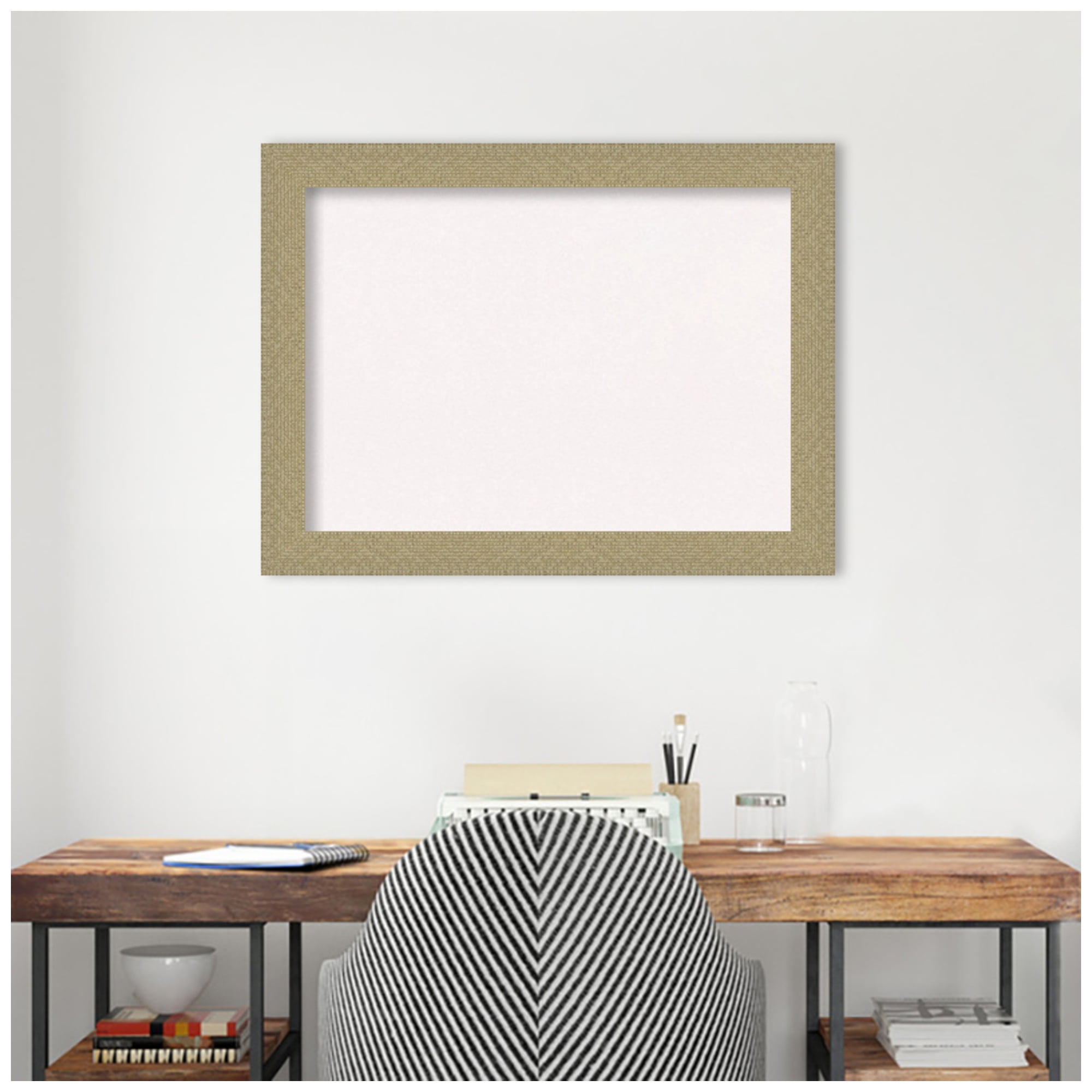 Amanti Art White Cork Board Framed Mosaic Gold Bulletin Board 32 in. x 24 in.