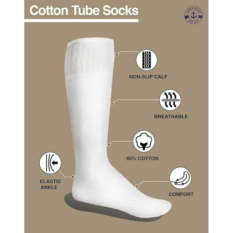 Mens Wholesale Cotton Tube Socks - White Tube Socks For Men - 10-13 - 12  Pairs 