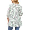 thumbnail image 3 of INSPIRE CHIC Women's 3/4 Sleeve Shirt Floral Print V Neck Tiered Ruffle Dressy Casual Beach Tunic Blouses S White, 3 of 5