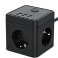 thumbnail image 1 of nipocaio Multipsie Cube 3 Prises Chargeur de Voyage USB avec 3 Ports USB pour Tablette Téléphone Intelligent - Noir, 1 of 4