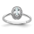thumbnail image 6 of 925 Sterling Silver Rhodium Aquamarine and Diamond Ring Size 8, 6 of 6