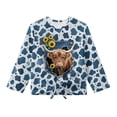thumbnail image 4 of Xoenoiee Highland Cattle Sunflower Print Girls Long Sleeve Shirts Soft T-Shirts Crewneck Basic Tees Tie Knot Boho Shirt Blouses for Kids Teen Girls Tops Clothes, 9-10 Year, 4 of 7