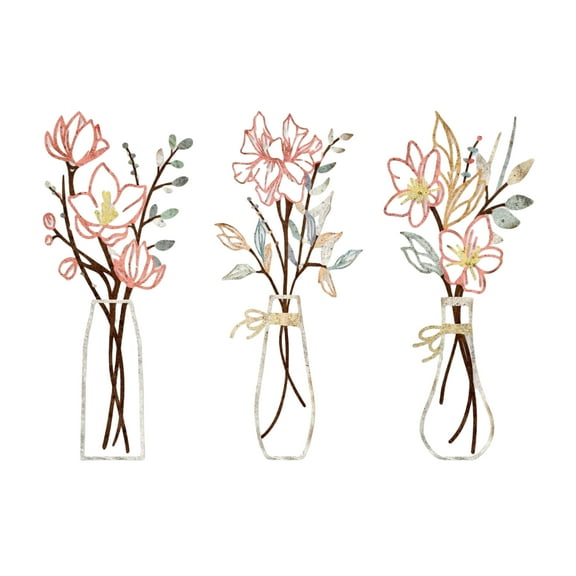 3-Piece Metal Flower Wall Art, Rustic Farmhouse Decor for Bathroom, Dining Room, Living Room, Multicolor Gift