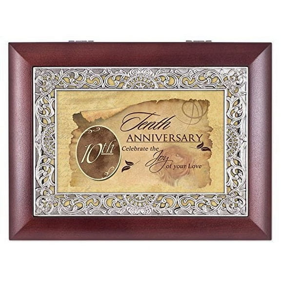 10th Anniversary Rosewood Finish Silver Inlay Jewelry Music Boxâ€”Wonderful World