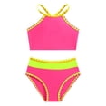 thumbnail image 2 of NAISIBABY Kids Girls Swimsuit 2-Piece, Criss Cross Strap Bikini Tops with High Waist Bottoms Summer Beach Bathing Suit Hot Pink 7T, 2 of 9