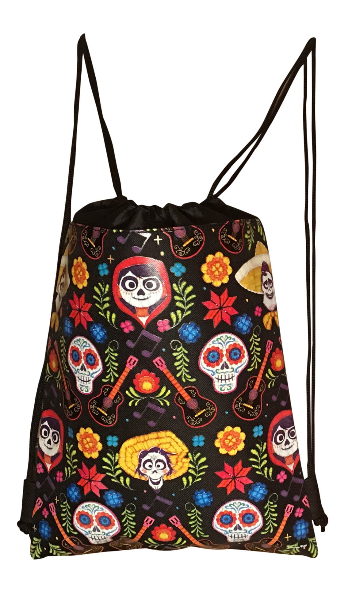 Disney Coco Drawstring Backpack Black Skull Bone - Walmart.com
