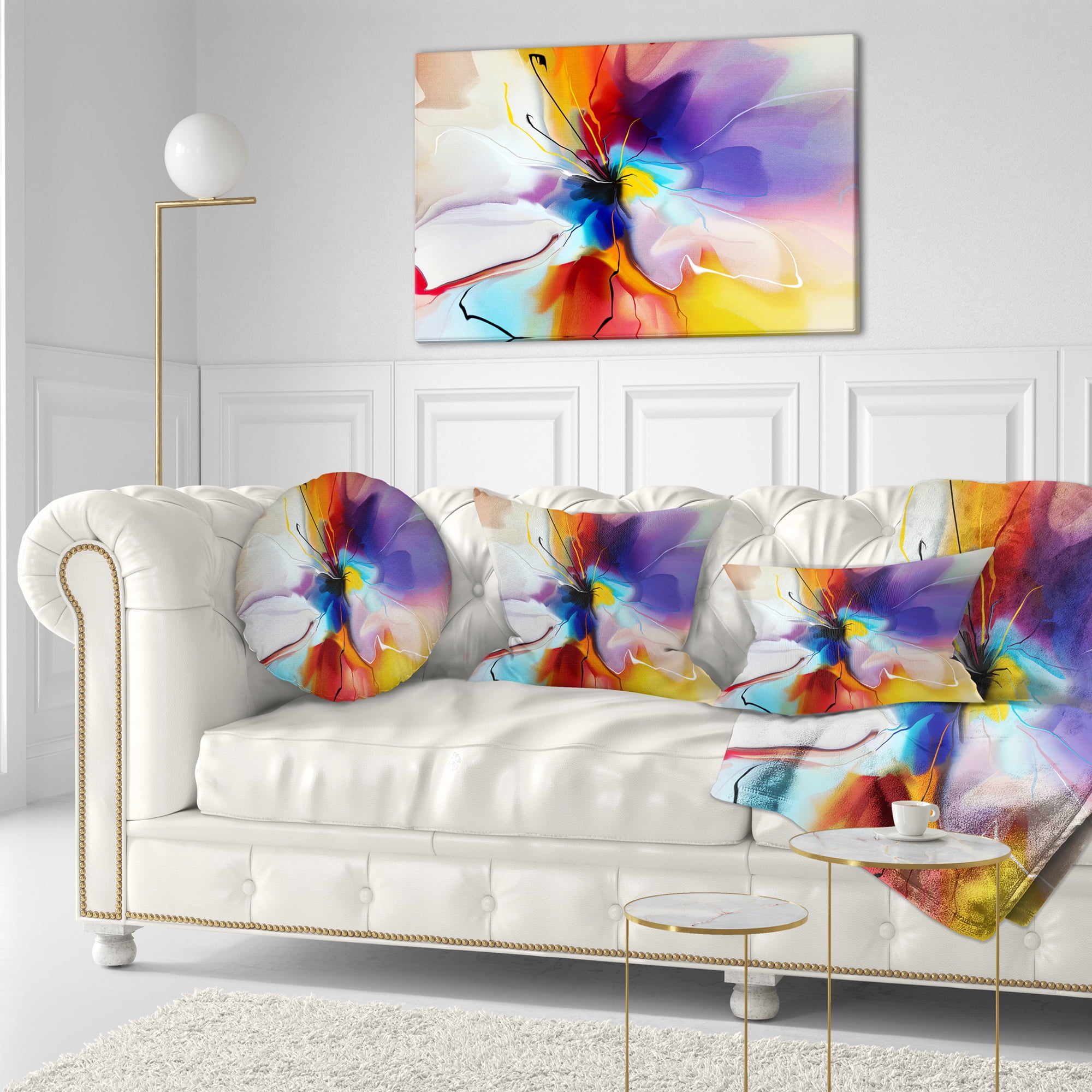 Designart Creative Flower in Multiple Colors - Floral Throw Pillow - 12x20