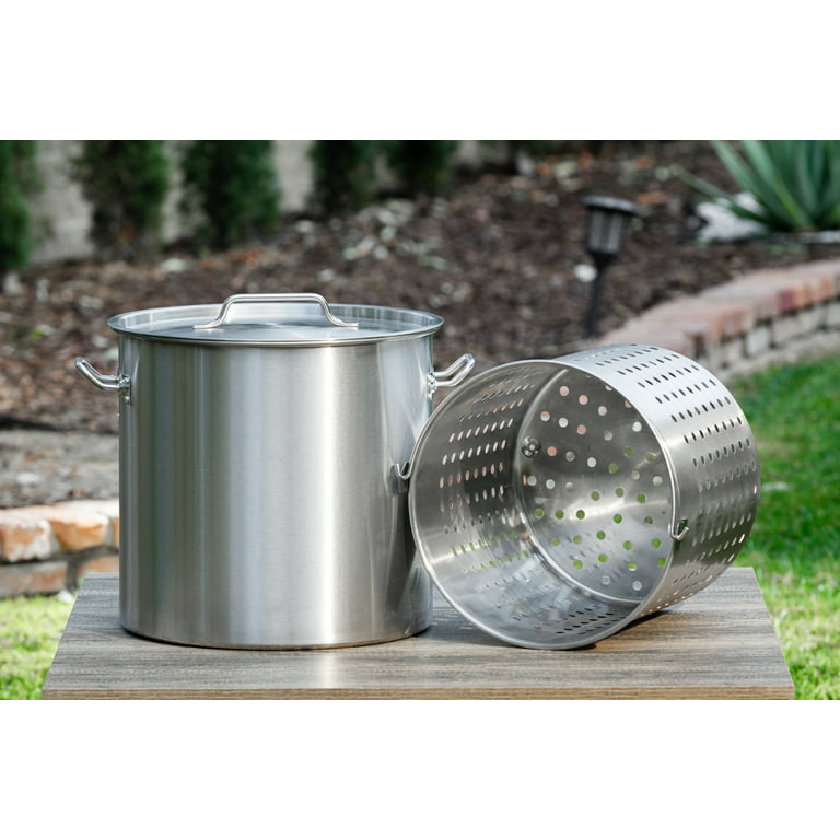 21/32/53/73/104 QT Stainless Steel Stockpot Lid Strainer Basket Soup Sauce  Stew