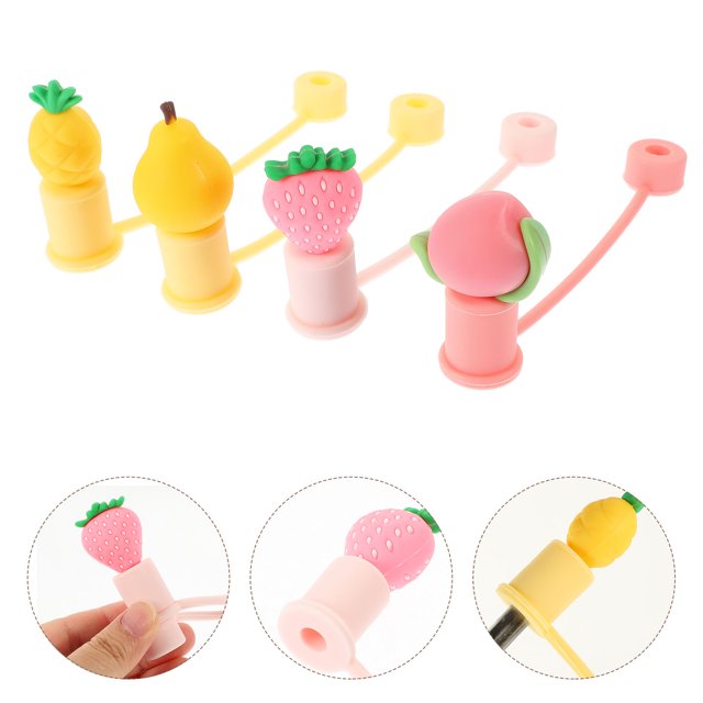 unbranded 4Ud Cubiertas Para Pajillas Fáciles De Usar Y Decora Pajillas Con Diseños Adorables