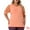 Orange, variant on Women's Plus V Neck Swiss Dots Puff Sleeve Casual Blouse 3X Pink