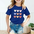 thumbnail image 2 of XIMIN Valentines Day Shirt for Girls Cute Love Heart Print Red Short Sleeve T-Shirt Casual Tops Holiday Gift Blouse, 2 of 8