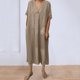 thumbnail image 1 of mfyjkho Vestidos de fiesta para mujer, Vestido informal de manga corta con cuello en V para mujer, primavera y verano Vestidos largos para mujer xxxl, 1 of 7