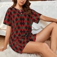 thumbnail image 4 of Wukai Argyle Plaid Print Women's Pajama Set - Short-Sleeve Top and Shorts with Elastic Waistband and Pockets for Loungewear, Yoga, and Casual Wear-3X-Large, 4 of 6