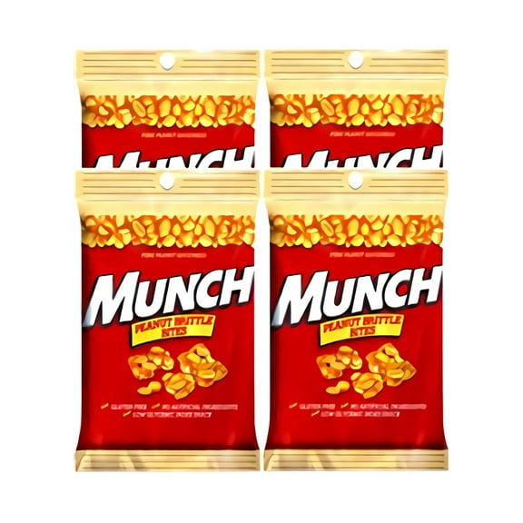 NEW Munch Pure Peanut Goodness Brittle Bites- 4.0 Oz. On The Go Bag (4)