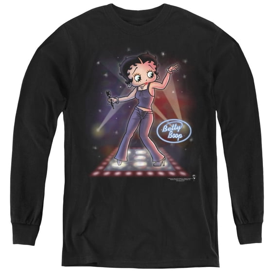Betty Boop Pop Star Youth Long Sleeve T-Shirt Tee Black