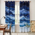 thumbnail image 4 of Navy Blue Ombre Kitchen Curtains 84 Inch Length, Modern Moire Abstract Art Luxury Grommet Top Bedroom Living Room Curtains, Light Filtering Cafe Curtain Drapes 2 Panels Set 84''x84'', 4 of 9