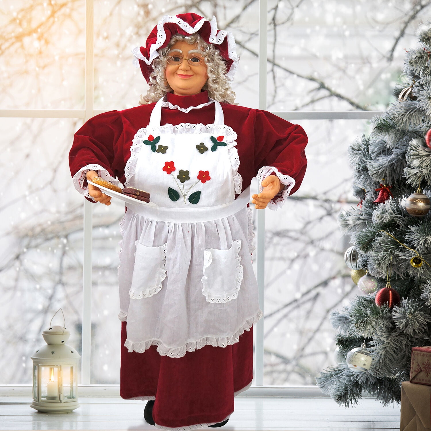 Christmas Time 3-Ft. Music and Motion Baking Mrs. Claus with Apron