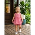 thumbnail image 6 of BemeyourBBs Toddler Baby Girl Summer Clothes Baby Girls Gingham 2 Piece Outfit 3 6 12 18 24 Months 2 3 Years Plaid Sleeveless Ruffled Neck Tunin Shirt Tops and Shorts Set, 6 of 9