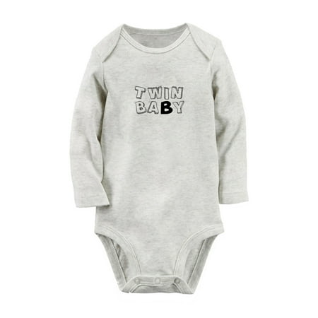 

Twin Baby Novelty Rompers Newborn Baby Unisex Bodysuits Infant Jumpsuits Toddler 0-12 Months Kids Long Sleeves Oufits (Gray 0-6 Months)