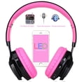 thumbnail image 3 of Audífonos Bluetooth Riwbox AB005 inalámbricos 5.0 con micrófono plegables color Negro y rosa, 3 of 3