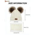 thumbnail image 4 of Spencer 2Pcs Kids Winter Beanie Hat and Scarf Set Warm Knitted Fleece Lined Ski Pom Pom Cap for Boys Girls "Beige", 4 of 8