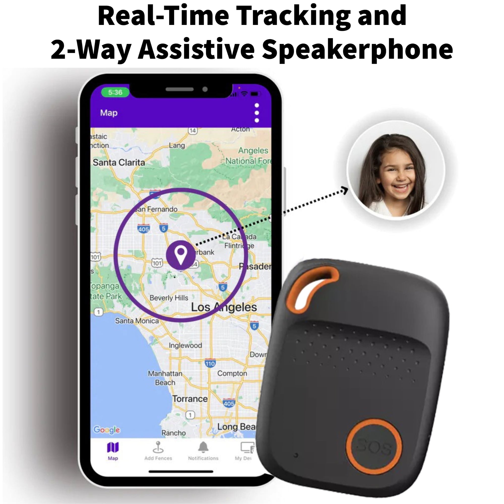 Seculife Kids GPS Tracker, 2Way AutoAnswer & SOS Button, RealTime