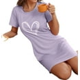 thumbnail image 3 of Womens Nightgowns Sleepdress Heart Sleepshirts Lilac Purple XL, 3 of 5