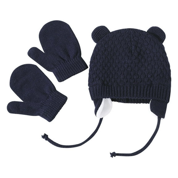 Odeerbi Baby Boys Girls Beanie Infant Toddler Knitted Hats 2025 NEW Kids Winter Hat Mittens Set Warm Fleece Hat Hat & Gloves