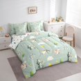 thumbnail image 2 of Feelyou Castle Star Cloud Dragon Bedding Comforter Set for Kids Boys Girls, Kawaii Cartoon Animal Full Bedding Set, Green, Polkadot Reversible, 7pcs, 2 of 7