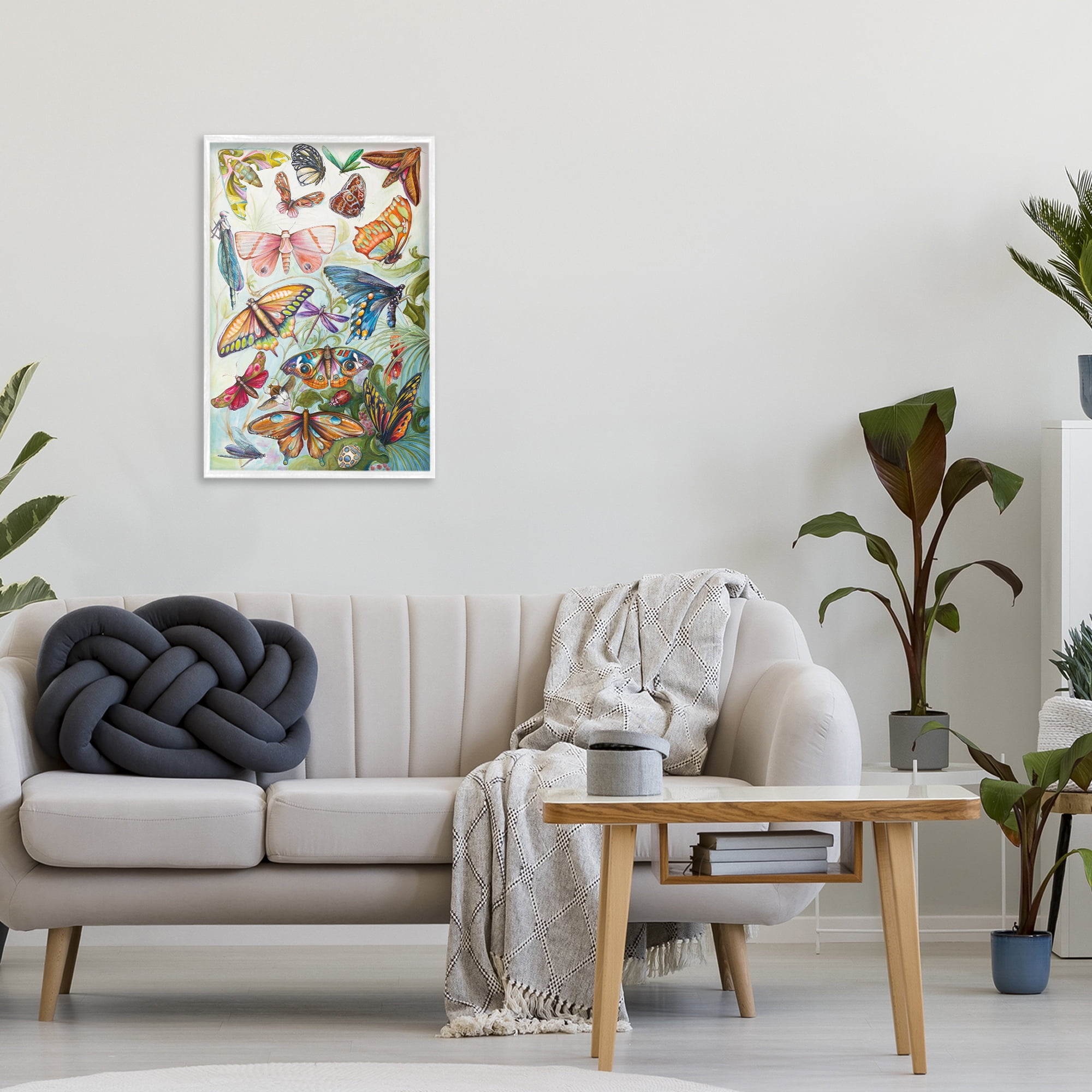 Stupell Industries Colorful Butterfly Conservatory White Framed Giclee Art, design by Diannart