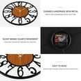 thumbnail image 4 of OMA Round Wall Clock for Living Room Decor Battery Operated Non Ticking Black Metal Wood Clocks for Home Living Room Garden Office Kitchen Decoration -20 inch, 4 of 16