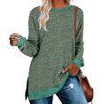 thumbnail image 2 of Lenpel Women's Long Sleeve Shirts Oversized Crew Neck Side Split Loose Casual Tunic Tops Fall Fashion Blouses, 2 of 6