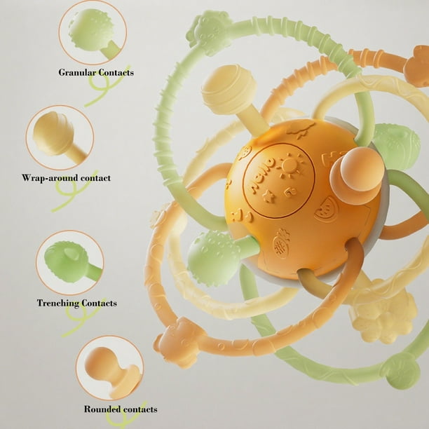 Pelota de dentición Manhattan para bebés | Mordedor de silicona y ABS con diseño de fácil agarre para bebés de 3 a 6 meses | Juguete sensorial masticable para niños de 0 a 1 año