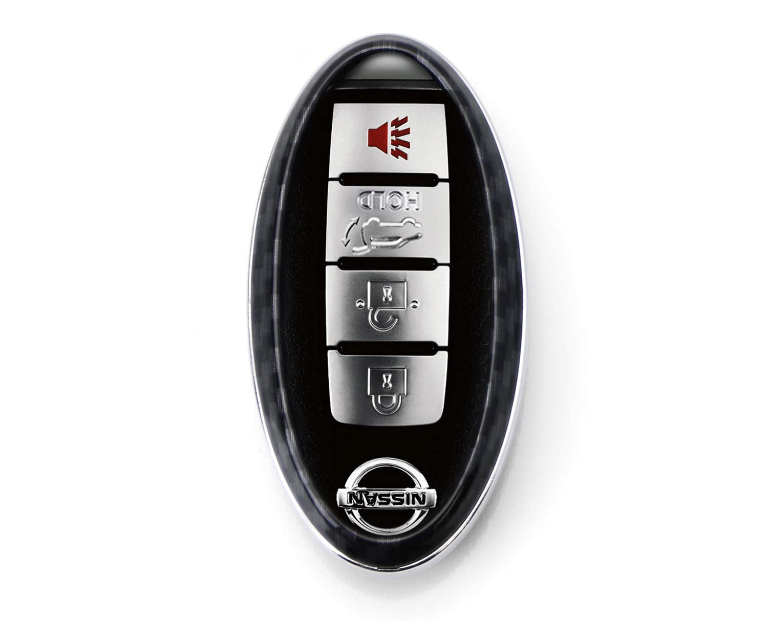 iJDMTOY Exact Fit Black Glossy Carbon Fiber Finish Key Fob Shell Compatible With Nissan Infiniti Oval Shape 2//3//4//5 Buttons Smart Key