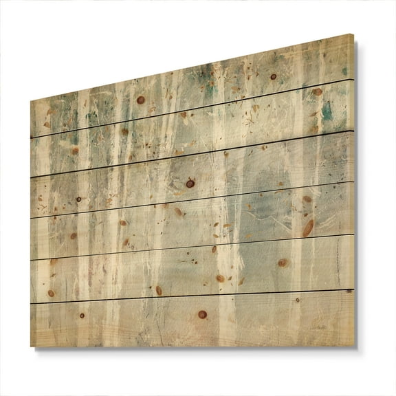 Designart 'Abstract A Woodland Walk into the Forest VII' Modern Farmhouse Print on Natural Pine Wood