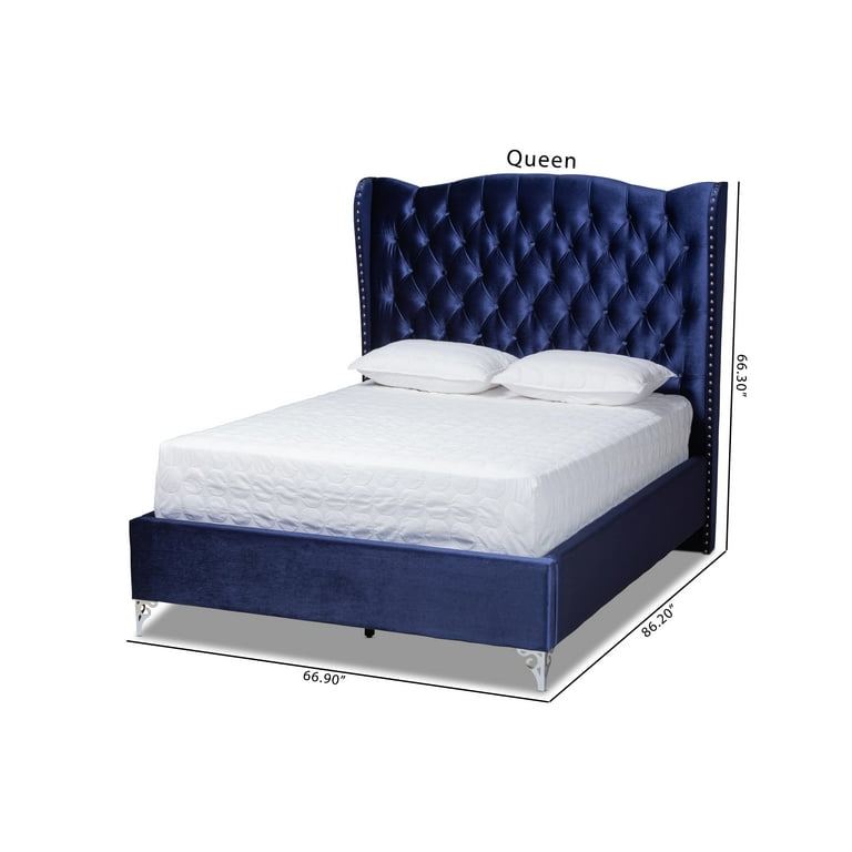 Baxton Studio Hanne Glam and Luxe Purple Blue Velvet Fabric Upholstered King Size Wingback Bed Baxton Studio Hanne Glam and Luxe Purple Blue Velvet Fabric Upholstered King Size Wingback Bed
