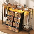 thumbnail image 2 of Winkalon Dresser with Clothes Rack 8 Drawer Dresser with Clothing Rack for Hanging Clothes Brown Dresser with Fabric Drawers & Charging Station, 2 of 9