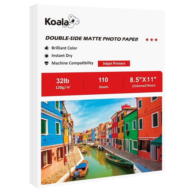 Papel fotográfico KOALA PAPER mate a doble cara, 110 hojas, 21 x 28 cm