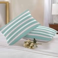 thumbnail image 2 of Aqua Grey White Stripe Lumbar Pillow Covers 20x12 Inch Set of 2, Rustic Modern Turquoise Striped Waterproof Outdoor Pillow Covers, Decorative Cushion Pillowcases for Couch, Sofa, Bed, Garden, Patio, 2 of 9