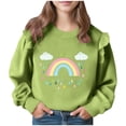 thumbnail image 2 of CLOISE Girls Long Sleeve Tops Shirts with Pockets Crewneck Casual Pullover Graphic Blouses Green 7-8T, 2 of 5