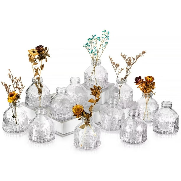 Glasseam Small Bud Vases Set of 12 Vintage Mini Glass Vase in Bulk for