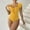 Yellow, variant on One Piece Swimsuit Women,Ruched Plunge 80s/90s Inspired Off Shoulder Hot Summer Cami String One Piece Striped Printed Bathing Suit
