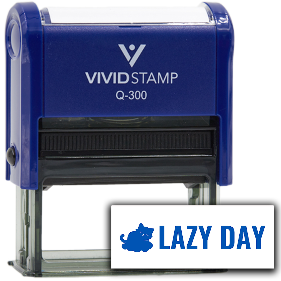(3 pack) All Quality Lazy Day Self-Inking Rubber Stamp | Agenda Planning Stamps (Blue Ink) - Q-300