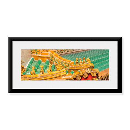 Framed Art Print, Architectural detail of the roof of a temple by Panoramic Images, 25-7/8" x 9-7/8"