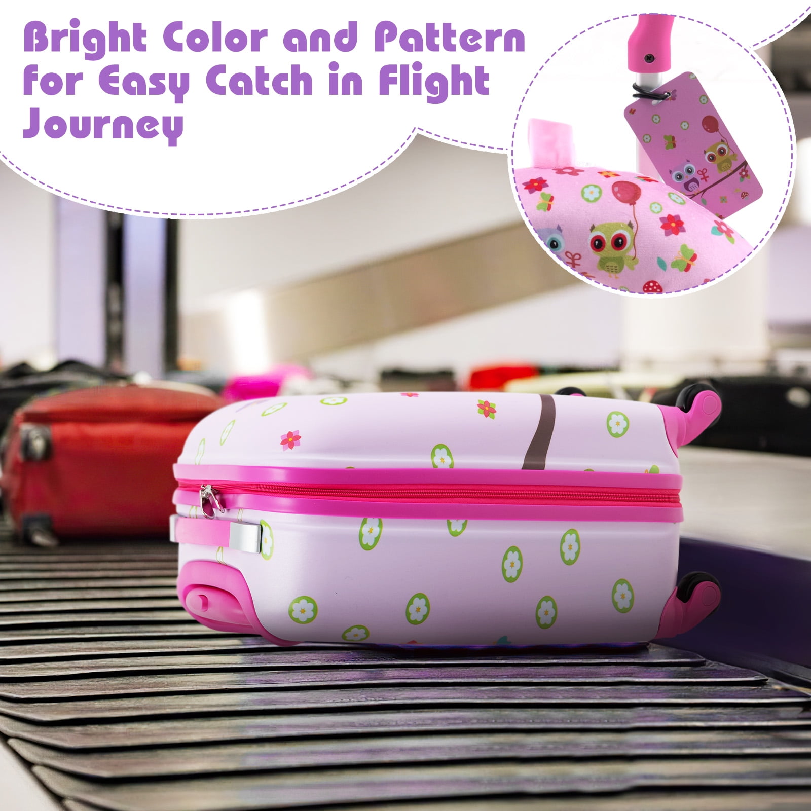 Infans 5 PCS Kids Luggage Set w/ Backpack Neck Pillow Luggage Tag Lunch Bag Wheels